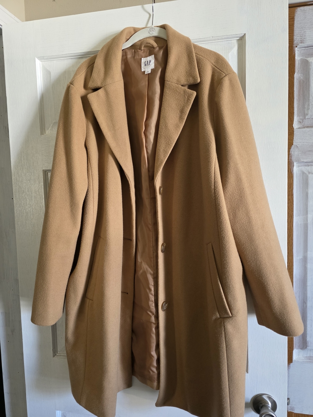 GAP Camel Wool-Blend Notch Lapel Coat